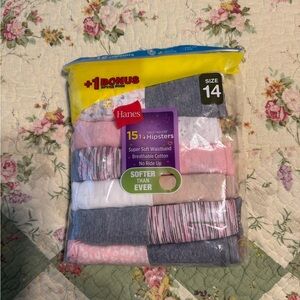 Hanes Girls' 15 Pair Tagless Hipsters - Assorted Colors Size 14